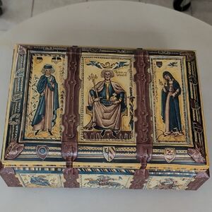 Vintage E. Otto Schmidt LG Tin Cookie Box Container Nurnberg Germany Unique